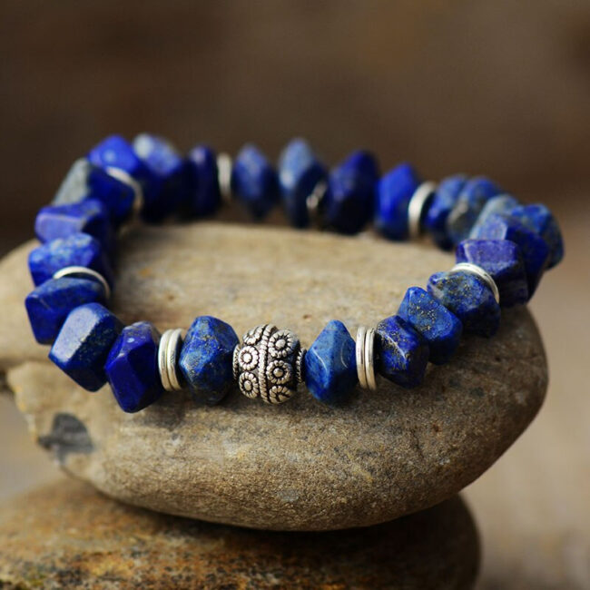 Bracelet Pierres Brutes en Lapis-Lazuli