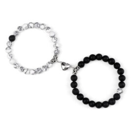 Bracelet Aimante Couple Howlite Pierre de lave