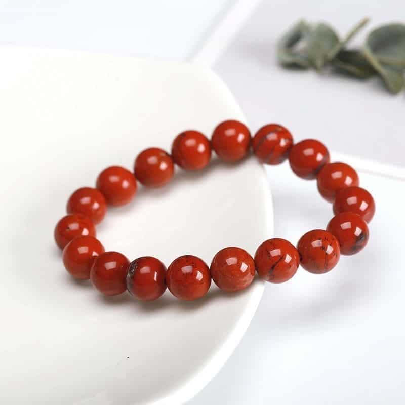 Bracelet en pierre naturelle de jaspe rouge