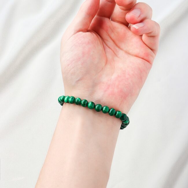 Bracelet Africain En Malachite Naturelle - Pierre Protectrice Verte, Neuf Sans Emballage