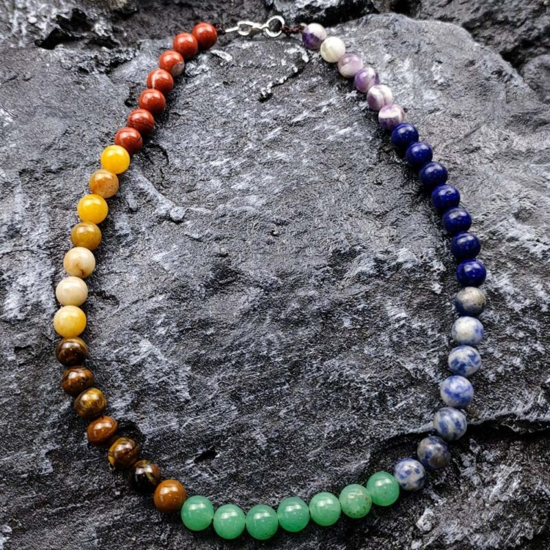 Collier de perles en pierre naturelle des septs chakras