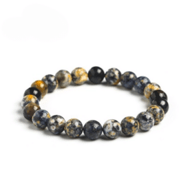 Bracelet pierre naturelle de perles de jaspe bleu océan