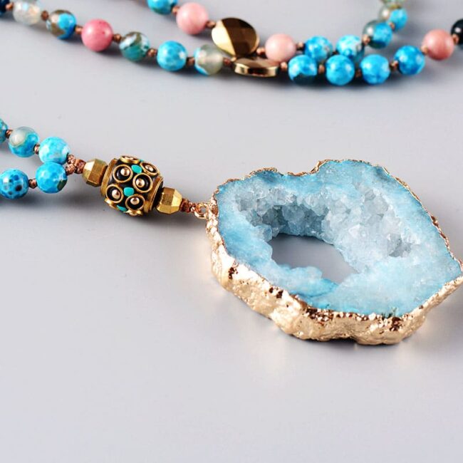 Collier Fantaisie Vintage – Style Bohème – Turquoise Et Vert – Neuf Avec Étiquettes
