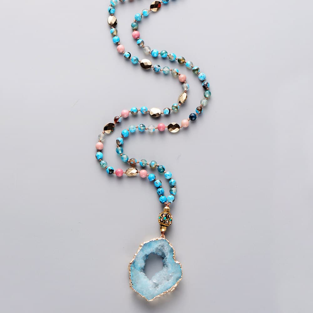 Bijoux Fantaisie Vintage - Collier Style Bohème Marque Bleu Turquoise Bijoux Fantaisie Vintage - Collier Style Bohème Marque Bleu Turquoise