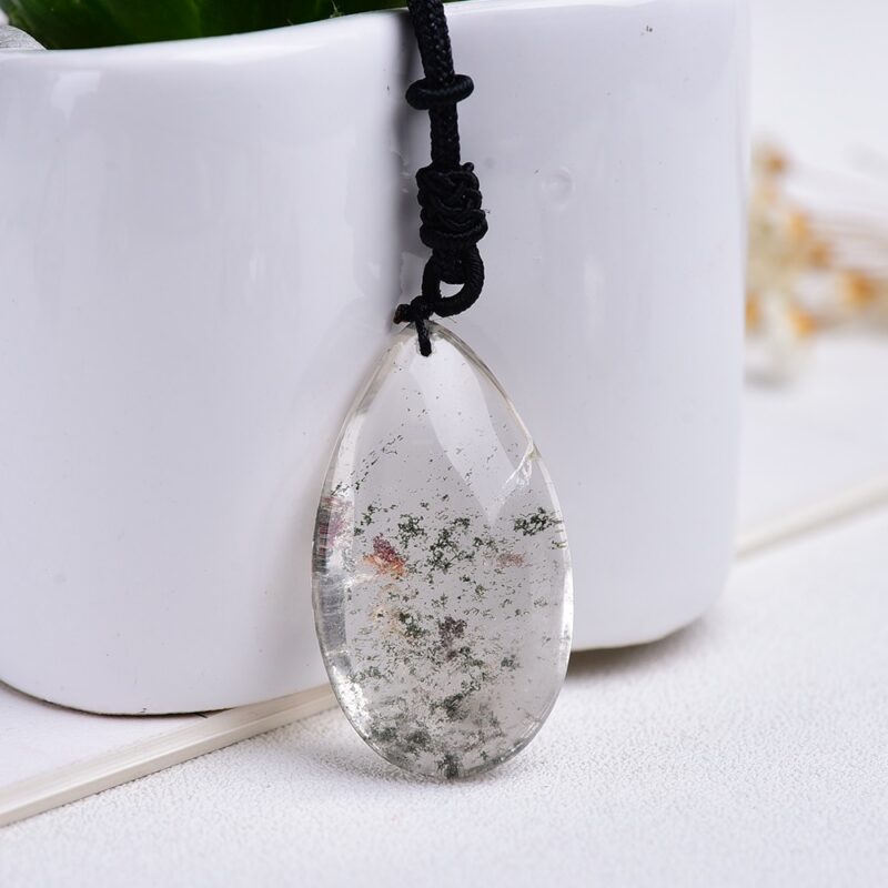 Collier de pierre vert naturel en quartz transparent