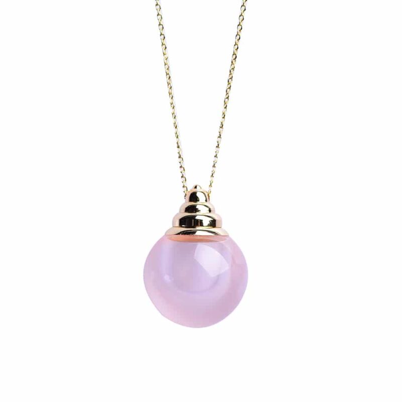 Collier en forme de bouteille de parfum en quartz rose naturel