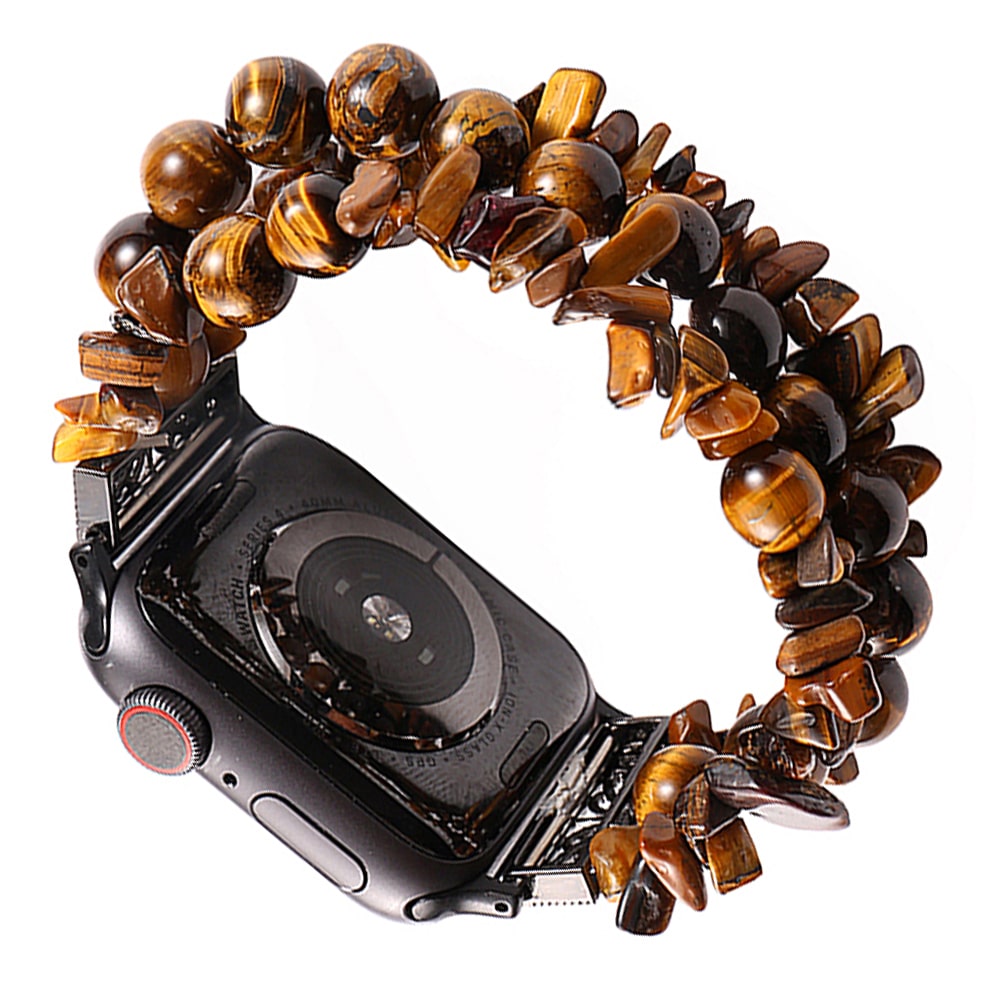 Bracelet Apple watch en pierres d'oeil de tigre – Image 2