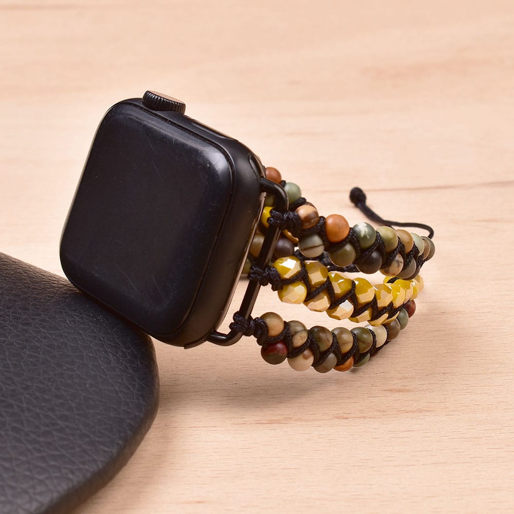Bracelet pour Apple watch tressé en pierres naturelles – Image 2