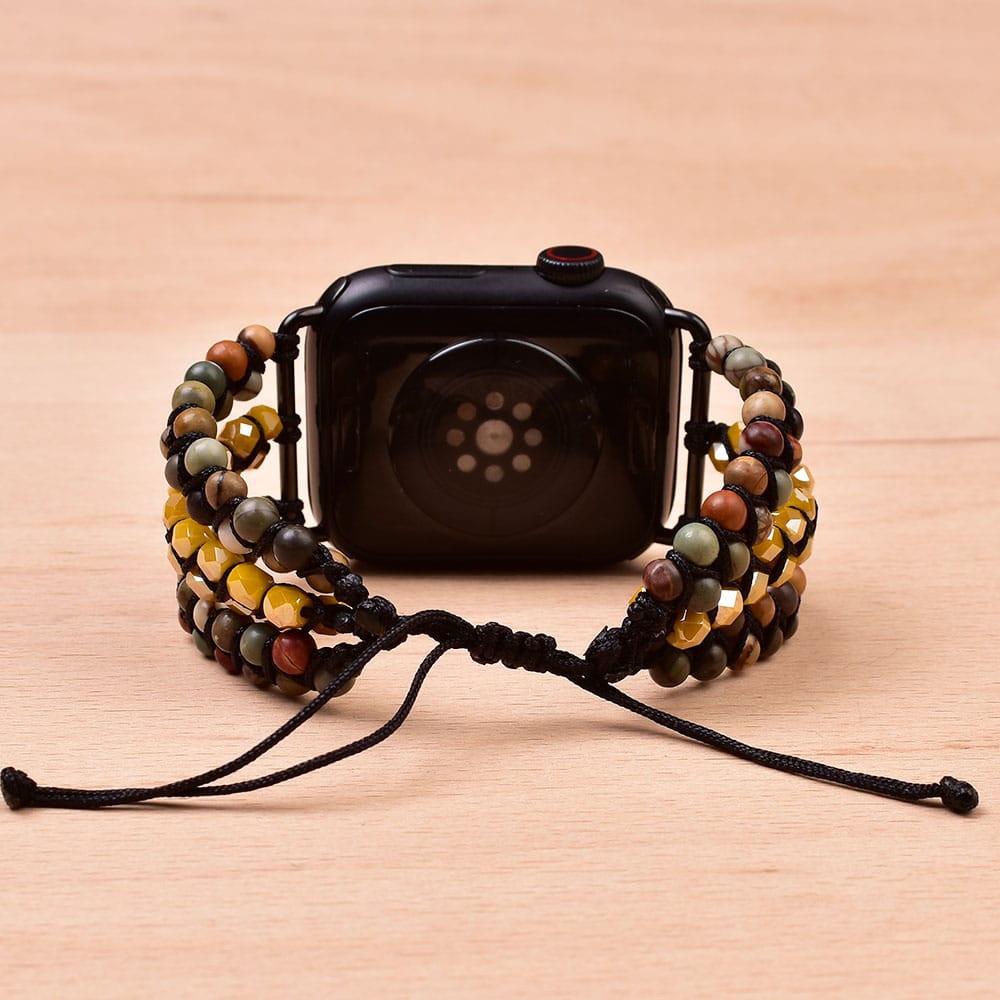 Bracelet pour Apple watch tressé en pierres naturelles – Image 3