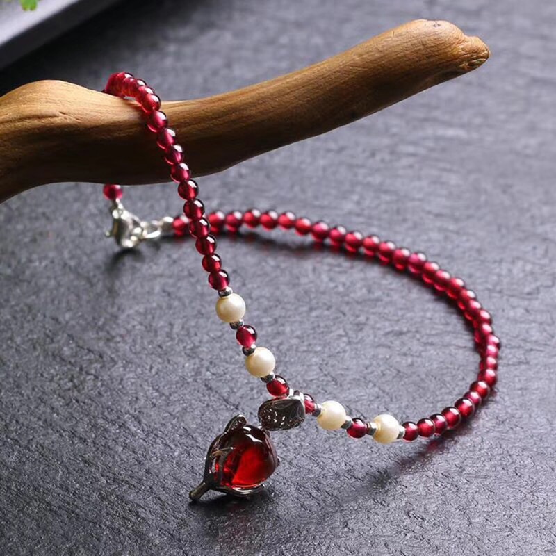 Bracelet de cheville en pierre de grenat pour femme – Image 2
