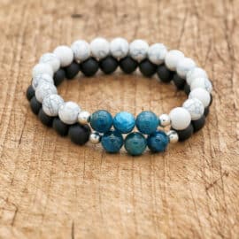 Bracelet Pierre Naturelle avec Perles d'Apatite pour Homme