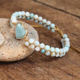 Bracelet Confiance et Harmonie avec Coeur et Perles d'Amazonite
