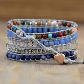 Bracelet Pierre Naturelle Gris de Style Bohème Pour Montre