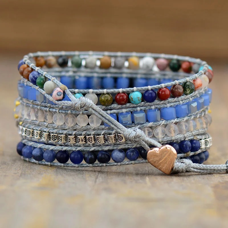 Bracelet Pierre Naturelle Gris de Style Bohème Pour Montre