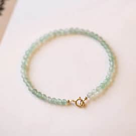 Bracelet Pierre Naturelle en Perles de Jade Taillées pour Femme