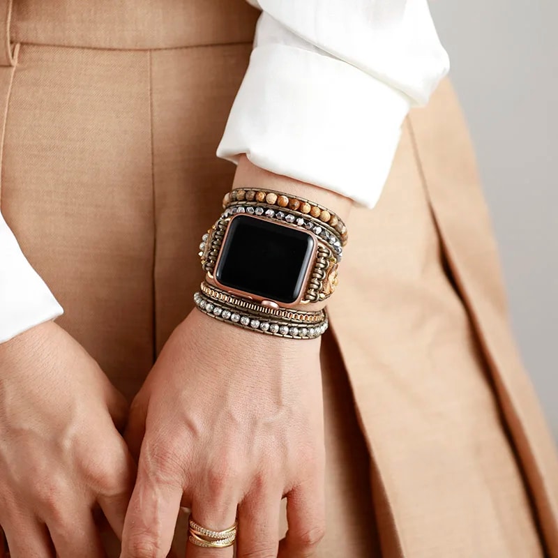 Bracelet Pierre Naturelle avec Perles de Style Chic et Bohème Pour Montre