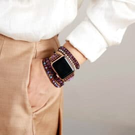 Bracelet Pierre Naturelle Violet avec Perles de Style Bohème Pour Montre