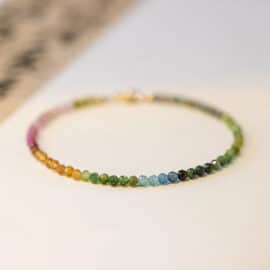 Bracelet Tourmaline Fin Multicolore en Cuivre
