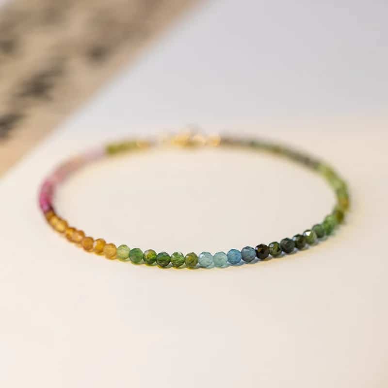 Bracelet Tourmaline Fin Multicolore en Cuivre