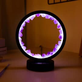 Lampe d'Ambiance LED Ronde en Améthyste