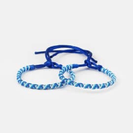 Lot de Quatre Bracelets Brésiliens Bleus en Coton et Soie