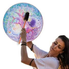 Tambour Chamanique Circulaire au Design d'Arbre d'Amour