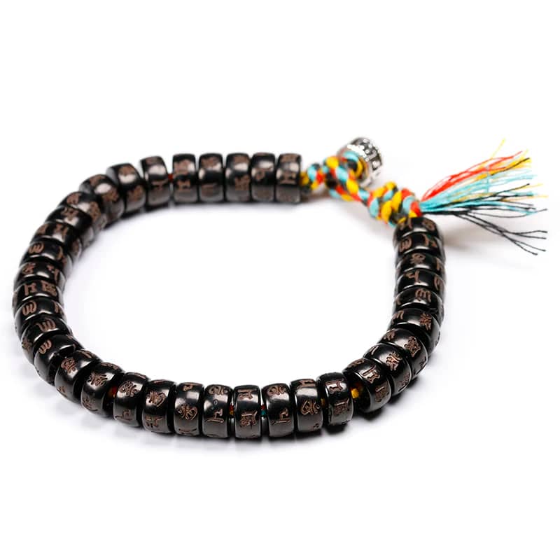 Bracelet Tibétain avec Perles en Coquille de Noix de Coco