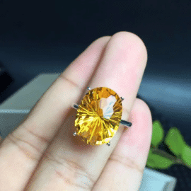 Bague Citrine Luxueuse en Argent