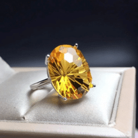 Bague Citrine Luxueuse en Argent