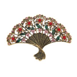 Broche Bijoux de Style Vintage en Forme d'Éventail sur fond blanc