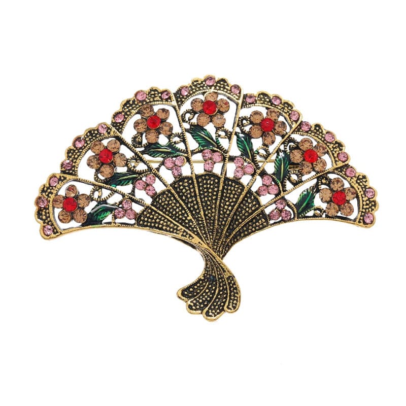 Broche Bijoux de Style Vintage en Forme d'Éventail sur fond blanc