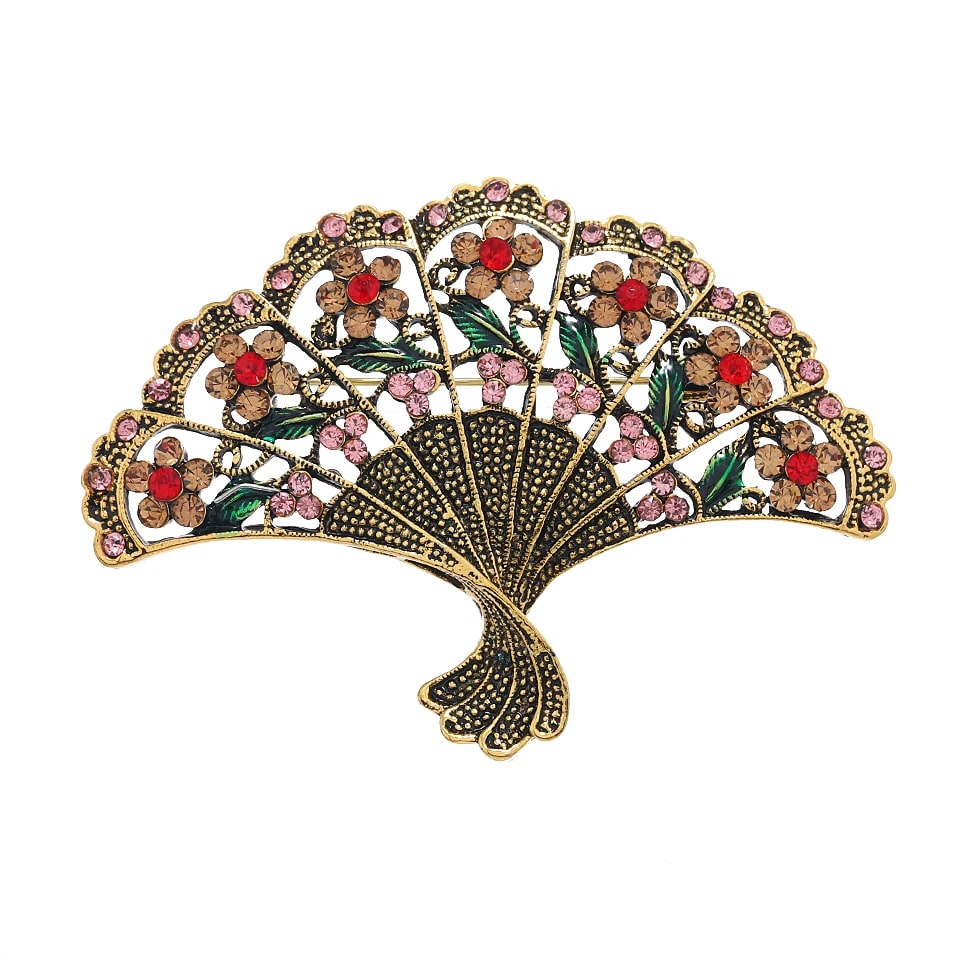 Broche Bijoux de Style Vintage en Forme d'Éventail sur fond blanc