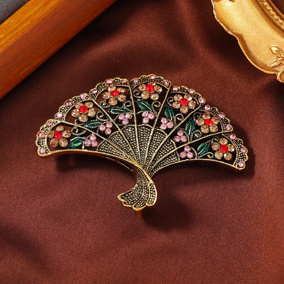 Broche Bijoux de Style Vintage en Forme d'Éventail