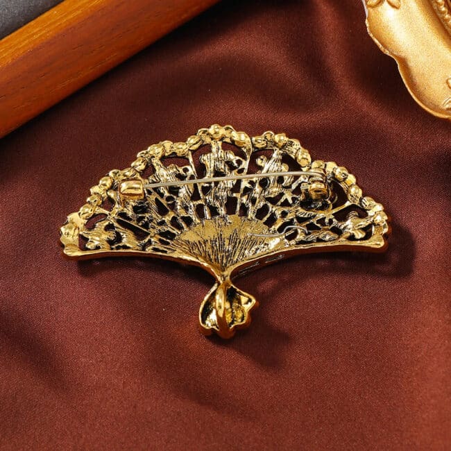 Broche Vintage Soleil – Strass Irisés Et Laiton Doré (années 80/90)