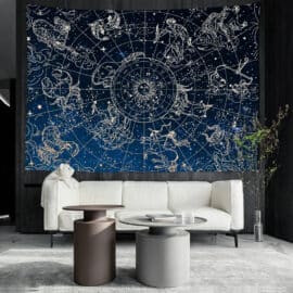 Carte du Ciel Murale avec Signes du Zodiaque