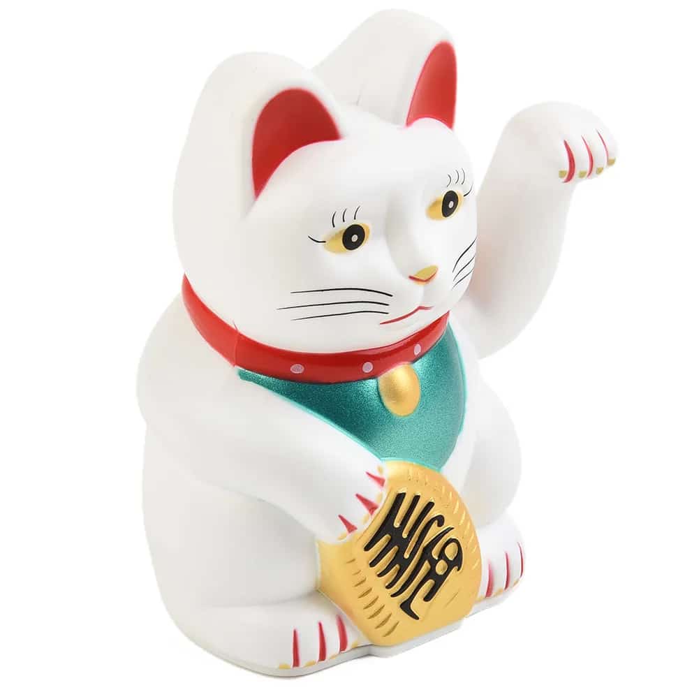 Chat Chinois Blanc avec Bras Électrique
