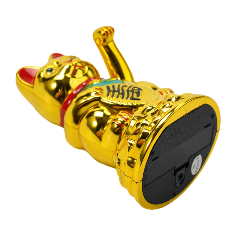 Chat Chinois Doré et Brillant avec Bras Électrique