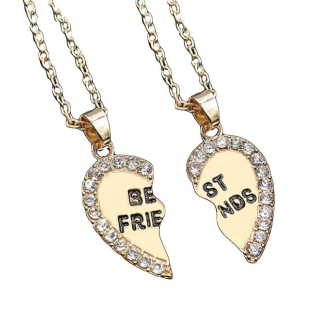 Collier D'amitié Personnalisé Avec Prénom Gravé - Pendentif Cœur Séparable Pour 2 Meilleures Amies - Cadeau BFF Unique