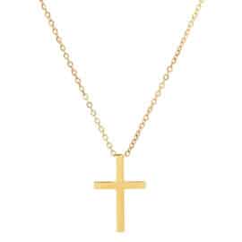Crucifix Pendentif avec Chaine en Acier Inoxydable sur fond blanc