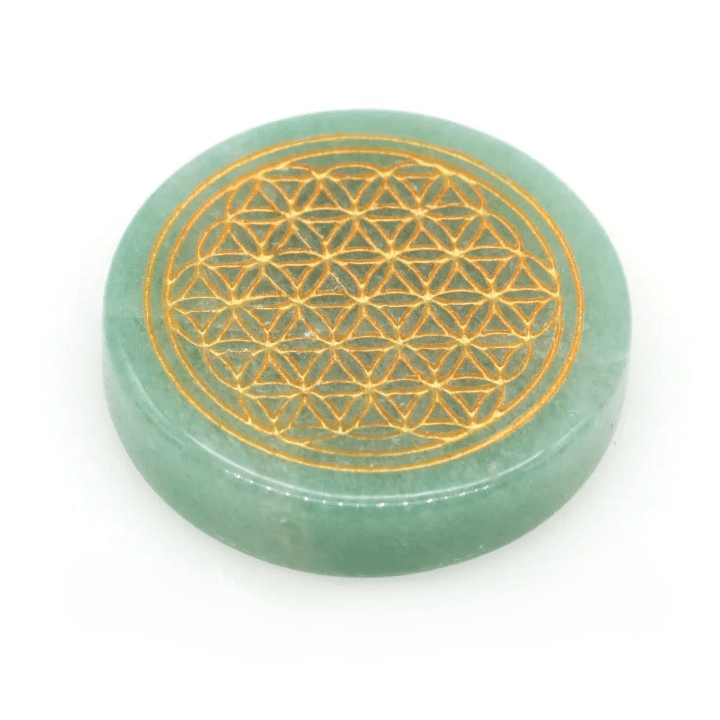 Fleur de Vie Recharge Pierre Ronde en Pierre Naturelle sur fond blanc