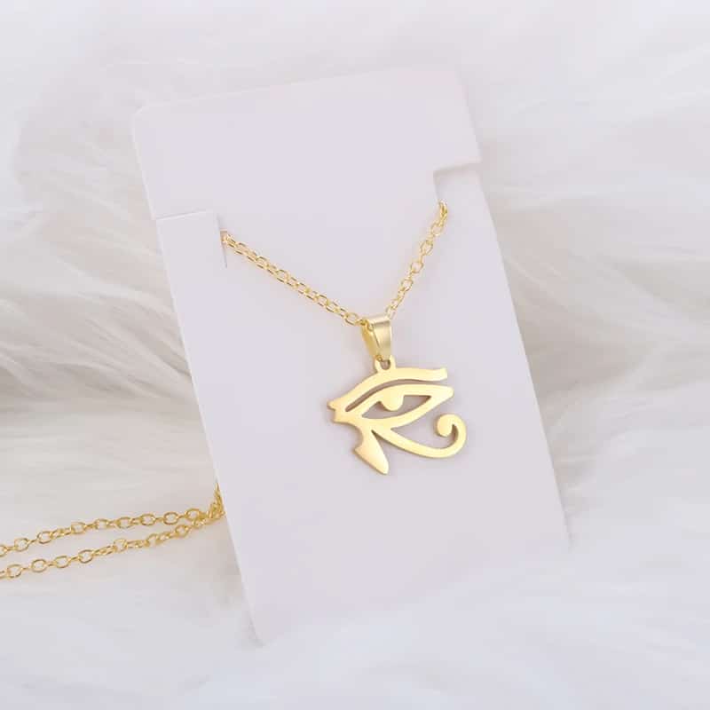 Œil d'Horus Pendentif avec Chaine en Acier Inoxydable