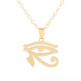 Œil d'Horus Pendentif avec Chaine en Acier Inoxydable sur fond blanc