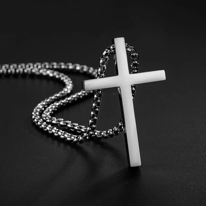 Pendentif Croix avec Chaine en Acier Inoxydable