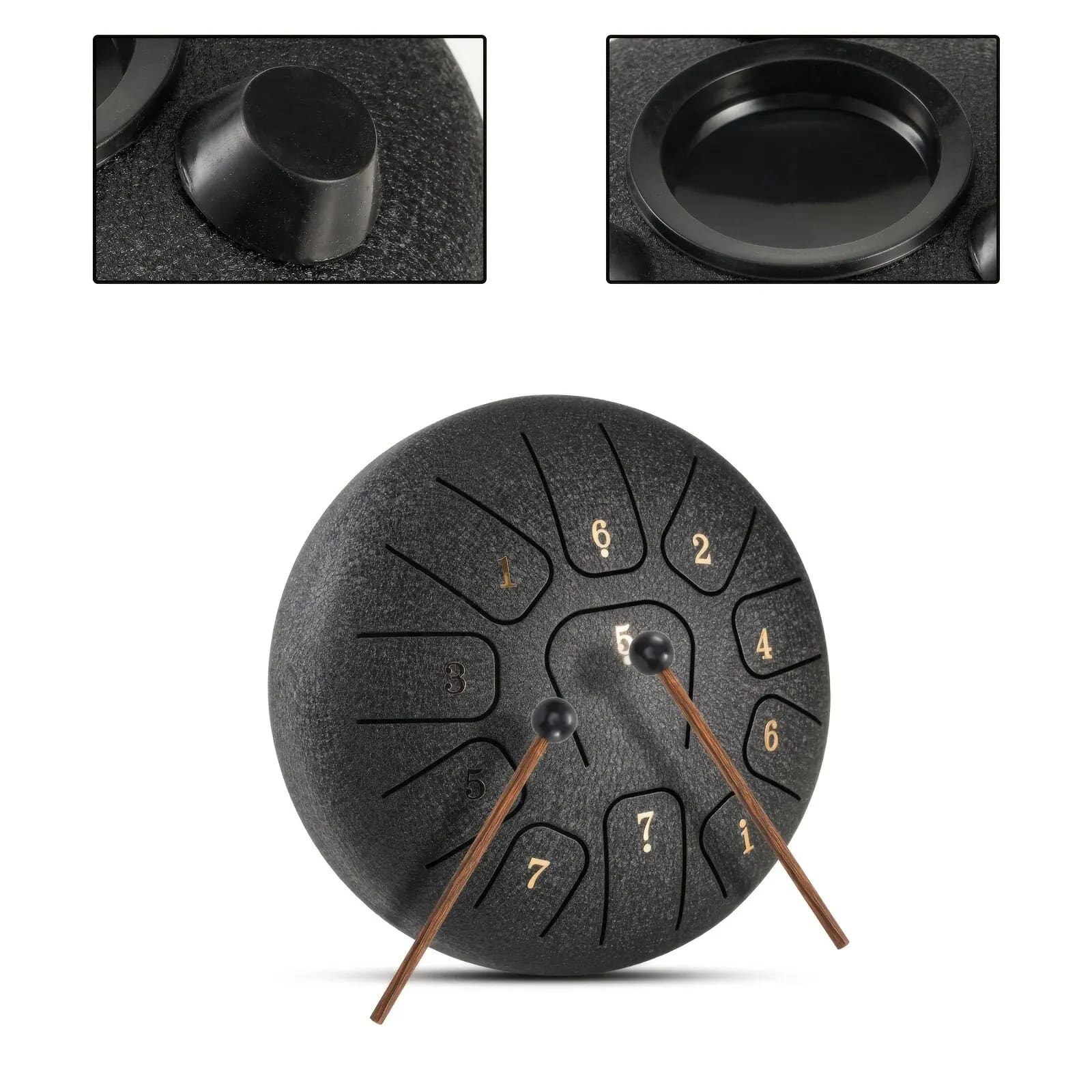 Tongue Drum Noir en Acier