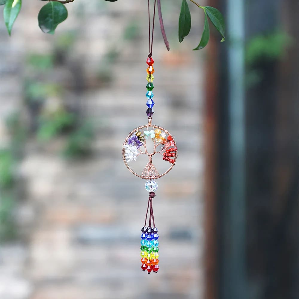 Attrape Rêve Arbre de Vie de Style Bohème sur fond flouté