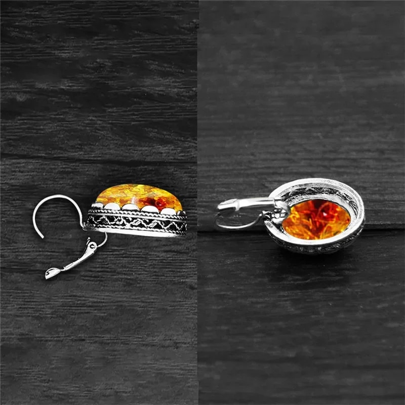 Boucles d'Oreilles Effet Ambre en Résine