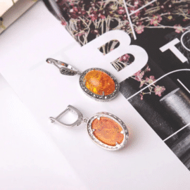 Boucles d'Oreilles Effet Ambre de Style Rétro