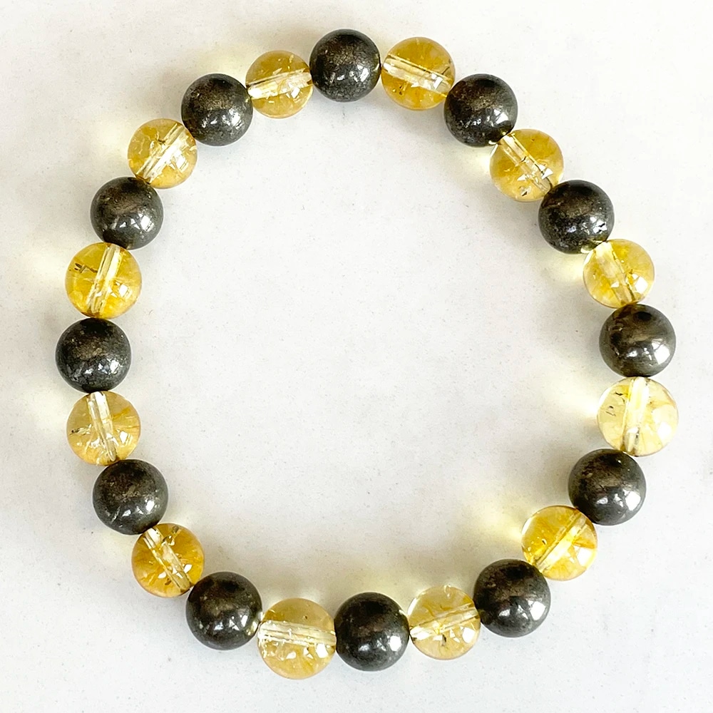 Bracelet Citrine avec Perles de Pyrite