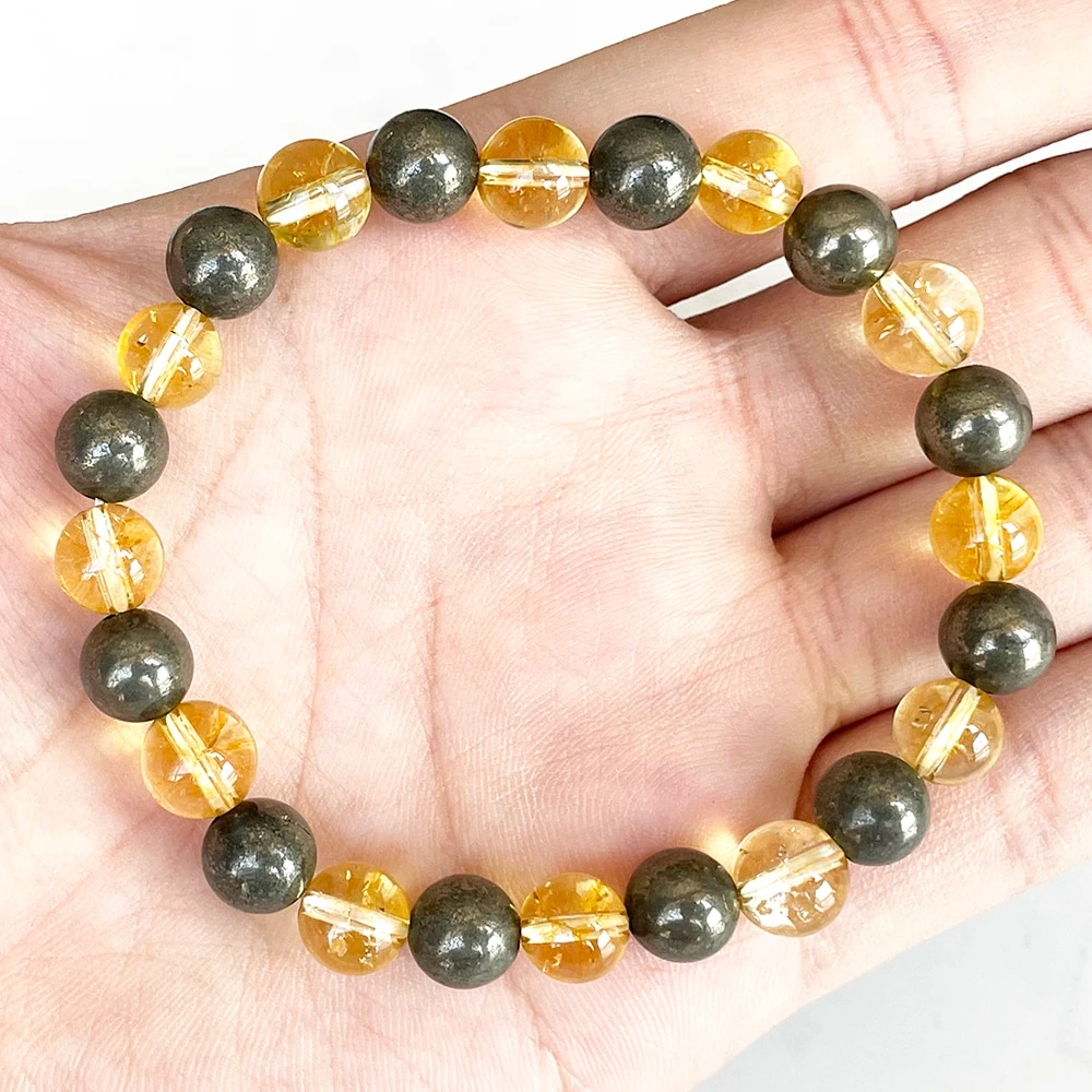 Bracelet Citrine avec Perles de Pyrite