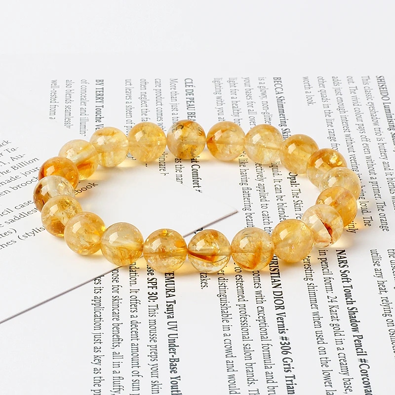 Bracelet Citrine avec Perles Rondes